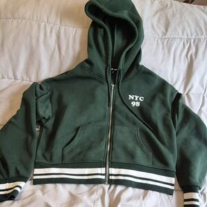 Charlotte Russe  Green Zip-Up Hoodie with Drawstring